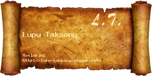 Lupu Taksony névjegykártya